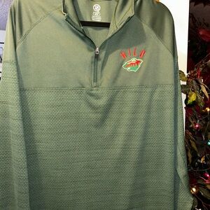 NHL MN wild men’s large quarter zip long sleeve shirt